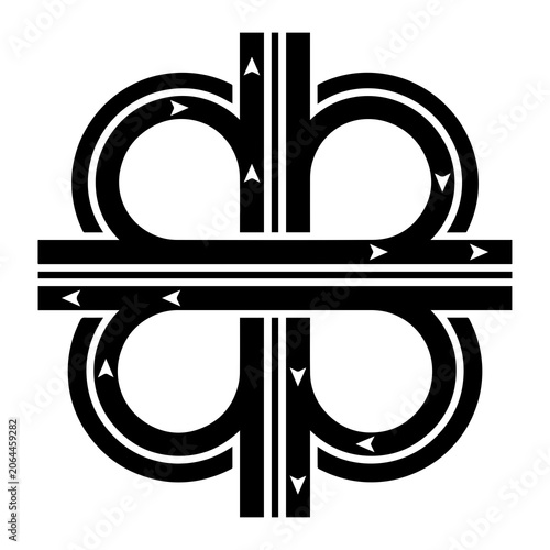 Принти на полотні Abstract cloverleaf highway interchange road network icon with interchange