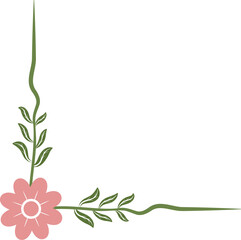 pink flower corner frame decorative element for menu and stationery design