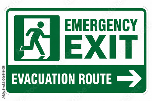 Emergency exit evacuation route sign