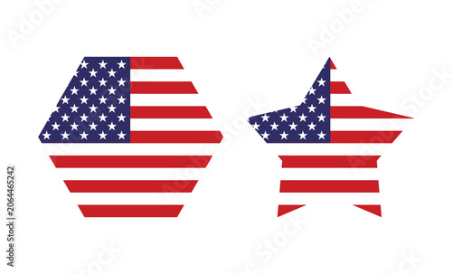 United States of America flag vector set illustration. USA flag vector clipart. Ameran flag illustration