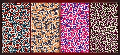 Abstract memphis seamless pattern and organic doodle elements background set. Suitable for flyers, brochures, banners, books, posters, etc.