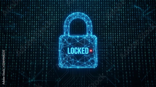 Binary Code Padlock Protecting Secure Data and Online Access