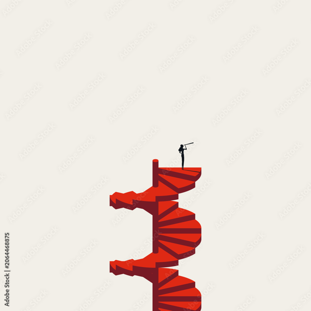 Fototapeta premium Corporate female leadership vector concept. Symbol of future strategy, career ambition, business opportunity progress success . Minimal design eps10 illustration.