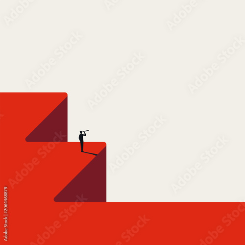 Corporate leadership vision vector concept. Symbol of future strategy, business ambition, market opportunity career progress success . Minimal design eps10 illustration.