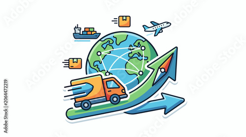 A colorful illustration of global delivery