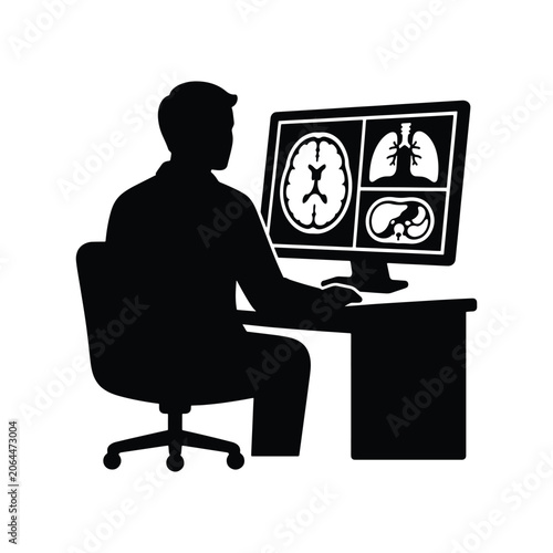 Radiologist Viewing Scans Icon for Diagnostic Imaging