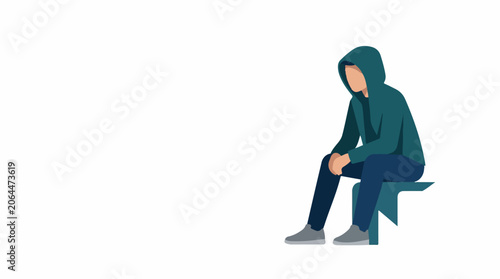 A person sits on a bench with their head down