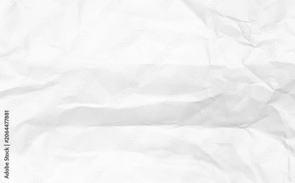Fototapeta premium White crumpled paper texture background. Design space white tone.
