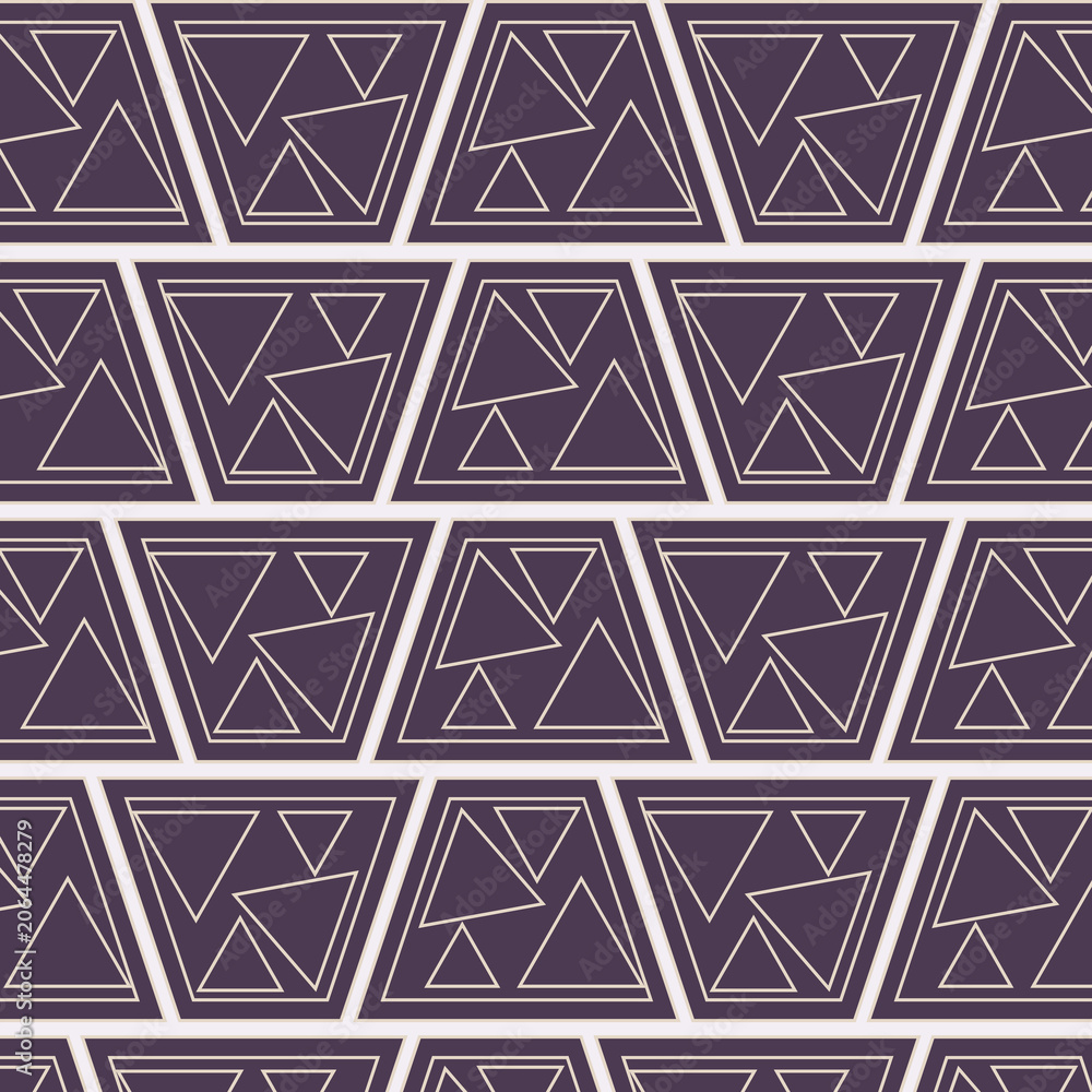 Fototapeta premium Modern geometric pattern of seamless abstract triangles in deep violet tones