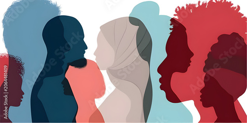 Diverse Group of People Silhouettes Overlapping Concept