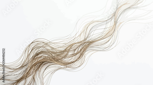 Obraz na plátně Abstract flowing lines representing hair or wind currents, elegant golden ink sk