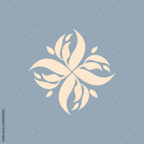 Elegant abstract botanical ornament featuring stylized leaves and floral elements