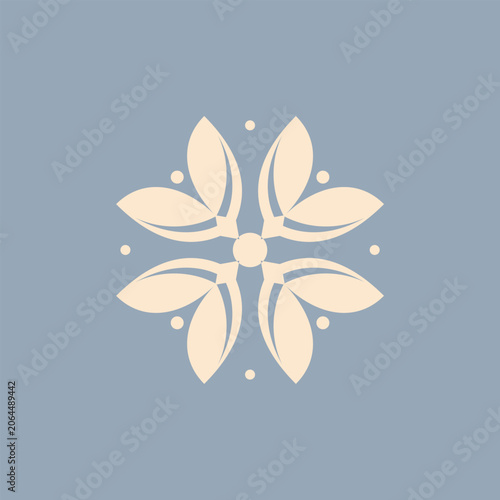 Elegant botanical ornament featuring stylized leaves arranged in a symmetrical floral pattern