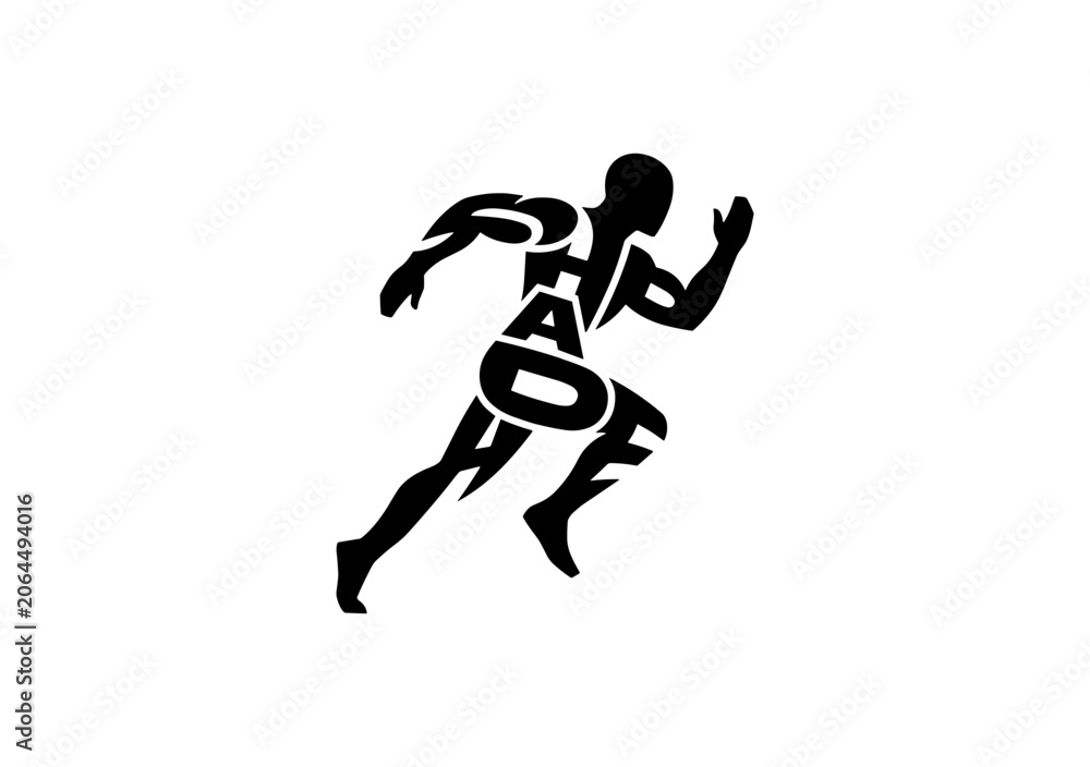Obraz premium Runner Silhouette with Text