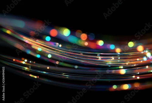 Abstract Digital Technology High Speed Data Light Trails Background
