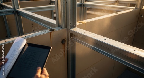 Construction Progress Review Using Digital Tablet and Blueprints