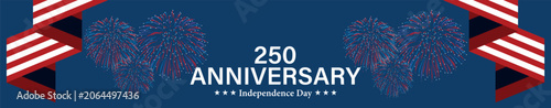 USA 250th anniversary Independence Day background; 4th of July semiquincentennial geometric banner layout