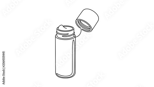 Open Cream Jar With Lid, Cosmetics Container, Skincare Product Line Art