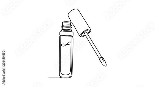 Lip Gloss Bottle with Applicator - Minimalist Line Art Illustration