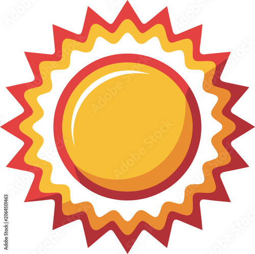 Stylized sun with red and yellow rays abstract symbol