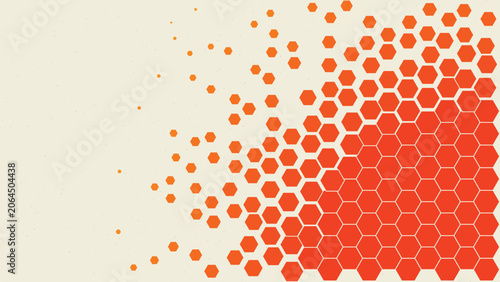 Abstract orange hexagon shatter pattern on light background