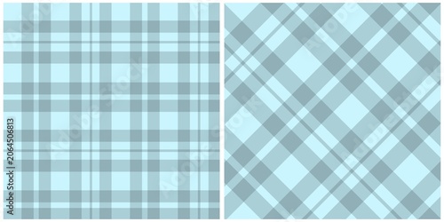 Light Blue Plaid Seamless Pattern Background Set