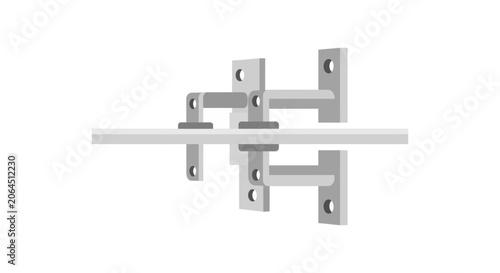 Modern Metal Gate Latch Mechanism on White Background