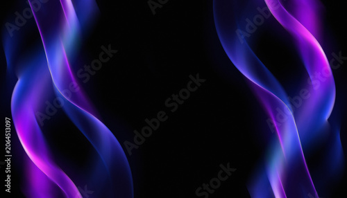 Cuadro en lienzo Abstract purple neon light waves background with flowing curves, glowing gradients and dark copy space