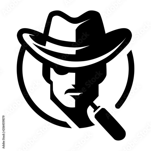 Detective Man with Magnifying Glass Icon