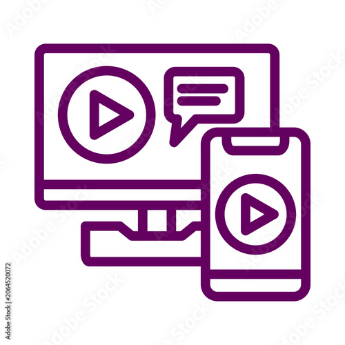 Streaming media devices icon set computer and mobile playback isolated on transparent background