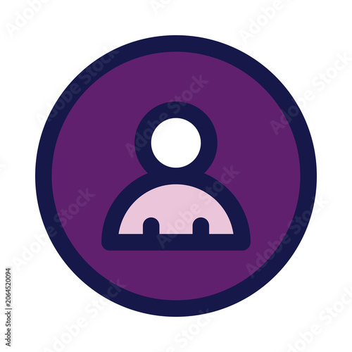 Purple isolated user icon on transparent background