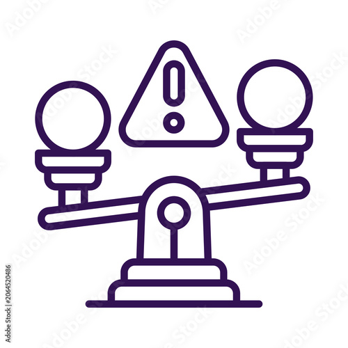Warning sign on a balance scale isolated on transparent background