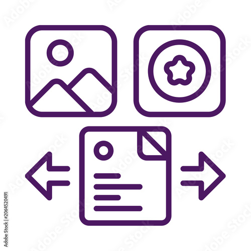 Image gallery interface icon photo management file organization isolated on transparent background