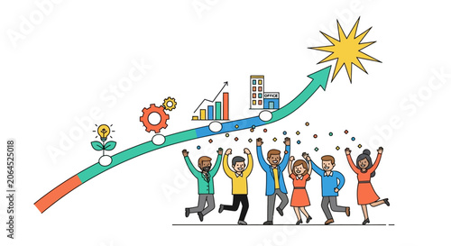 Tableau sur toile Diverse group celebrating business success together.