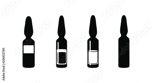 Tableau sur toile Four Glass Ampoules With Liquid Black Silhouette