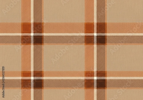 Tartan pattern in warm earth tones with intersecting lines and squares during daylight