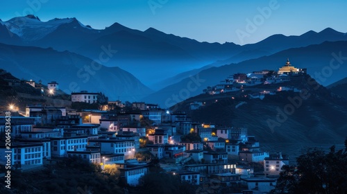 Mountain Village at Dawn