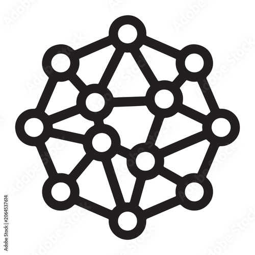 Abstract geometric structure consisting of interconnected dots and lines isolated on a clean white background design