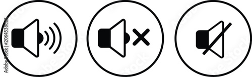 Bild auf Leinwand speaker volume icon, Mute or sound off icon set set, volume sign and symbol