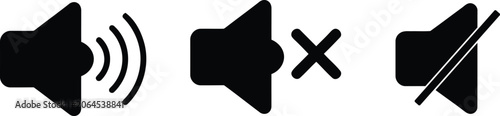 Photos speaker volume icon, Mute or sound off icon set set, volume sign and symbol