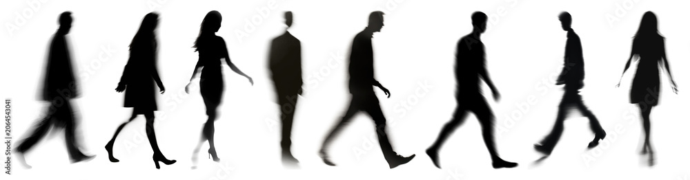 Naklejka premium PNG Silhouettes walking in sequence on transparent background