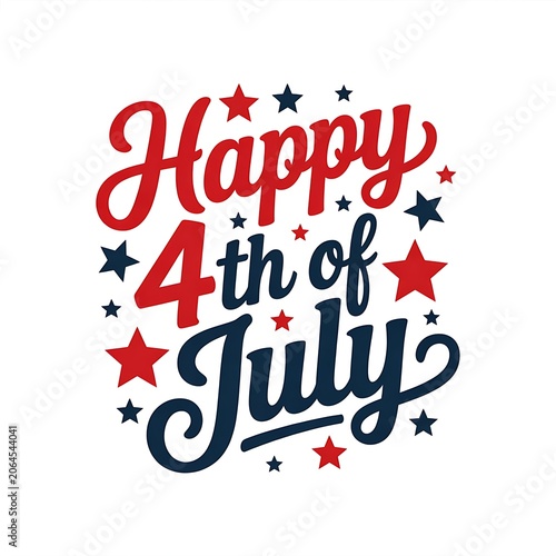 Happy 4th of july greeting with red blue stars