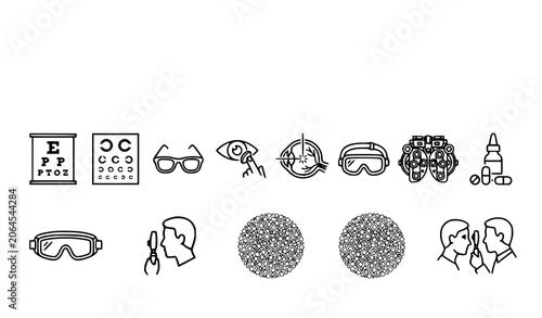 Konstfotografi Ophthalmology and Eye Care Line Icons Vision Health Vector Collection