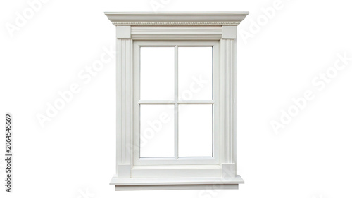 Canvastavla Classic clean white wooden window frame mockup with four panes isolated on trans