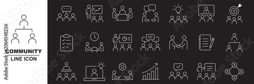 Cuadro en lienzo Modern community line editable icons set