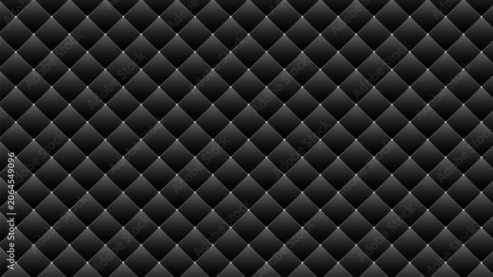 Fototapeta premium Luxury black quilted leather background with silver studs