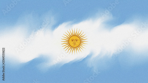 Foto Grainy digital illustration of argentine national flag stylized as clouds in blu