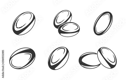 Rugby ball svg set, Rugby ball silhouette collection, Rugby ball clipart, Rugby ball vector icon. 
