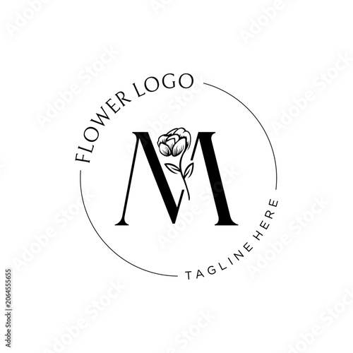Letter M Rose Flower Logo Design Template Inspiration, Vector Illustration.