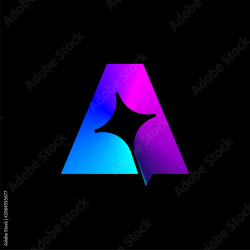 Letter A Spark Logo Design for Startup, Technology, Vector Illustration.